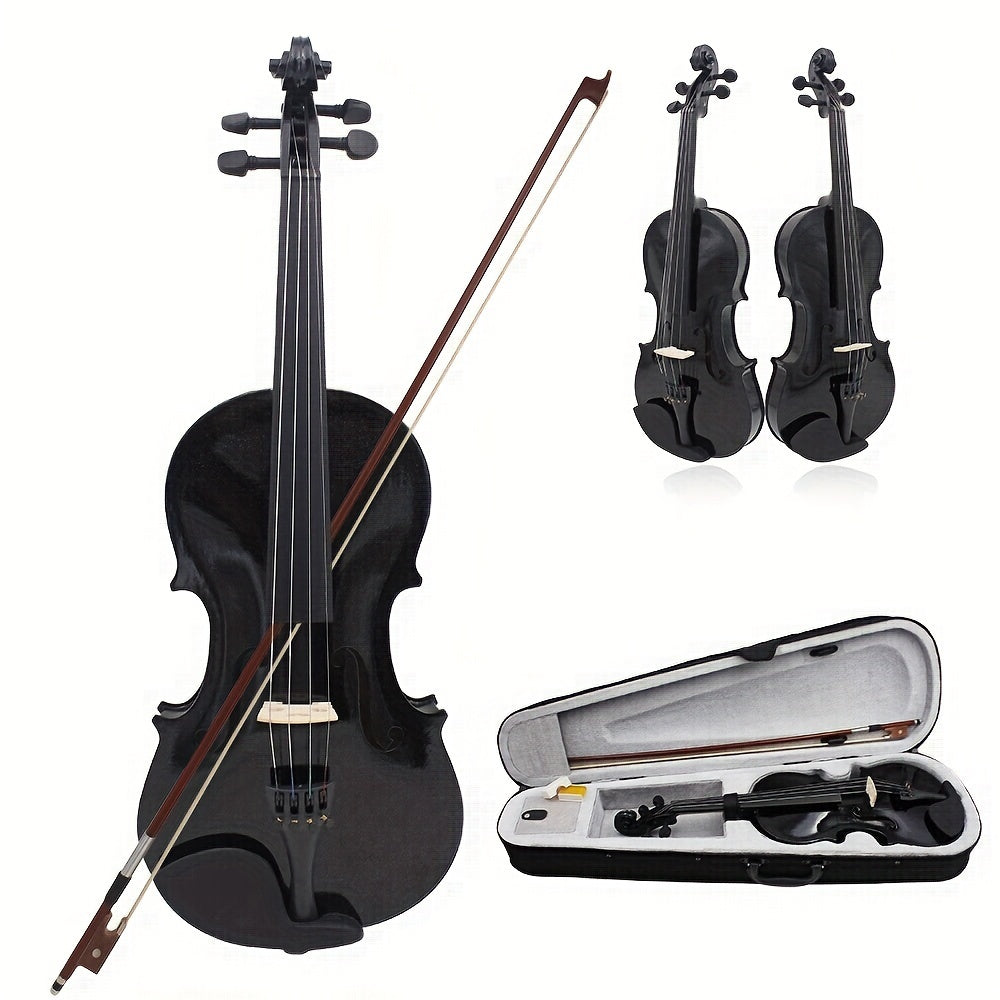 Astonvilla V-10 Solid Wood Violin 4/4 Black - High-Quality LoreM Ipsum Sound, Durable Design, Includes Chin Rest and Case.