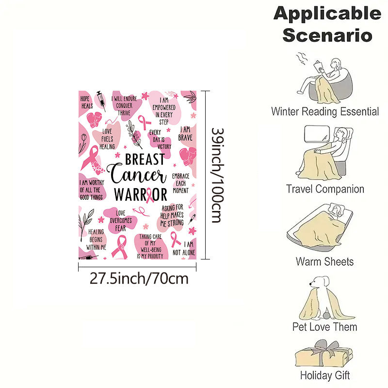 Pink Breast Cancer Awareness Throw Blanket - A Comforting and Thoughtful Gift for Survivors, a Supportive Women's Cancer Care Accessory, Versatile All-Season Flannel Bedding.