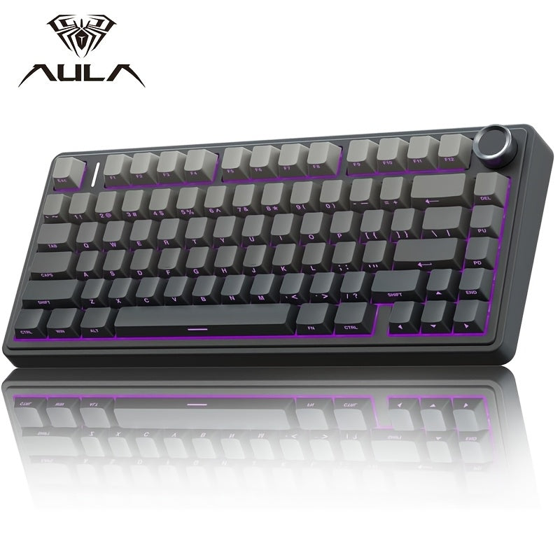 AULA Custom Mechanical Keyboard with LEOBOG Reaper Switch, 75% size, hot-swappable keys, RGB backlighting, Wireless/2.4GHz/USB-C connectivity, ergonomic design, rechargeable lithium polymer