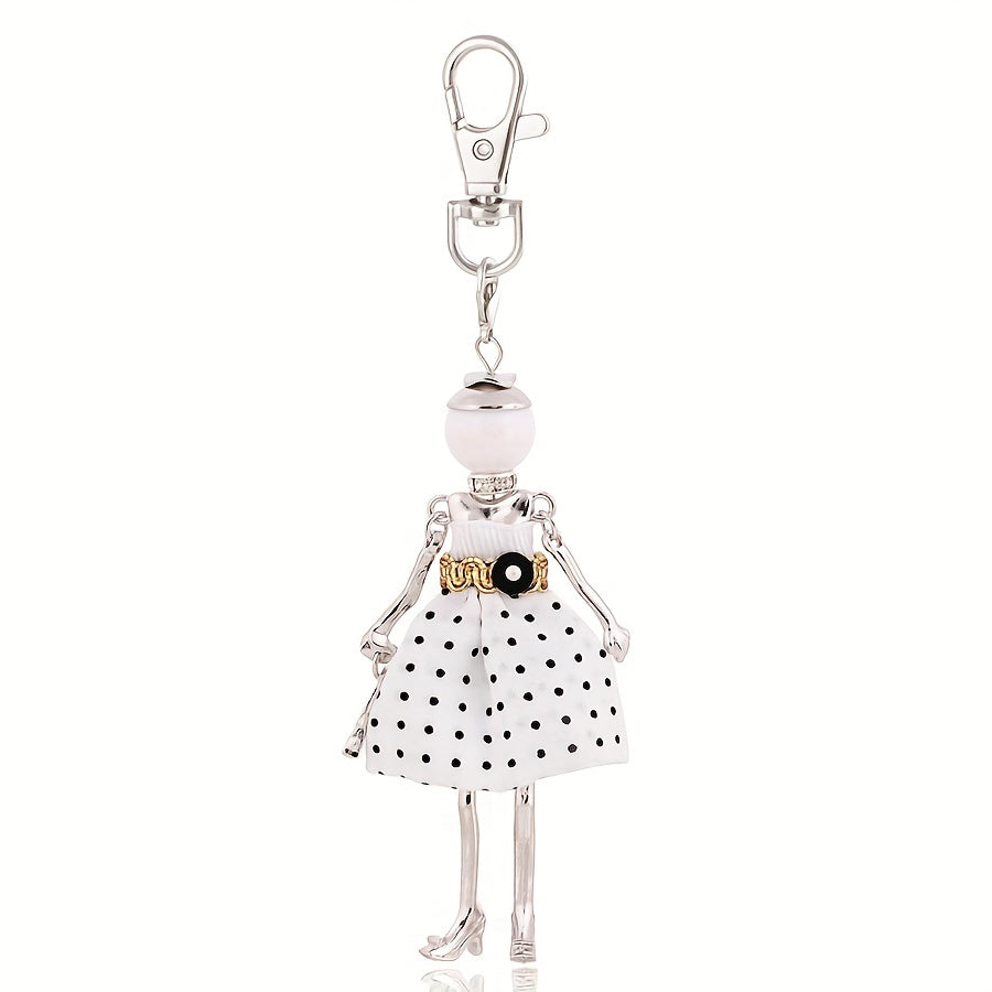 Cute Fashion Key Ring Purse Bag Backpack Car Pendant Charm Polka Dot Lady Model Keychain - Perfect Wedding Accessory and Women's Gift