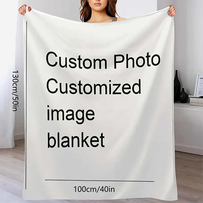 Create Your Own Flannel Throw Blanket - Add Your Favorite Photos, Luxuriously Soft & Comfortable for Lounging on Couch, Bed, or in Office, Ideal for Dorm or Camping - Unique Gift for Loved Ones, Including Couples, Families, and Pet Owners