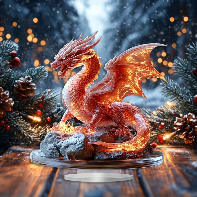 Add a touch of bohemian flair to your space with this unique Acrylic Fire Dragon Desk Decor - Great for Home & Office, Ideal Christmas Present