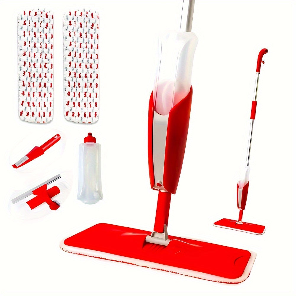 Multi-Purpose Spray Mop Kit with Scraper - Perfect for Both Wet and Dry Cleaning, Comes with 2 Mop Heads, Great for Home and Commercial Use.