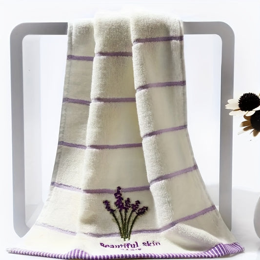 1pc Lavender embroidered cotton aromatherapy hand/face towel, size 30cm*70cm/11.8in*27.5in.