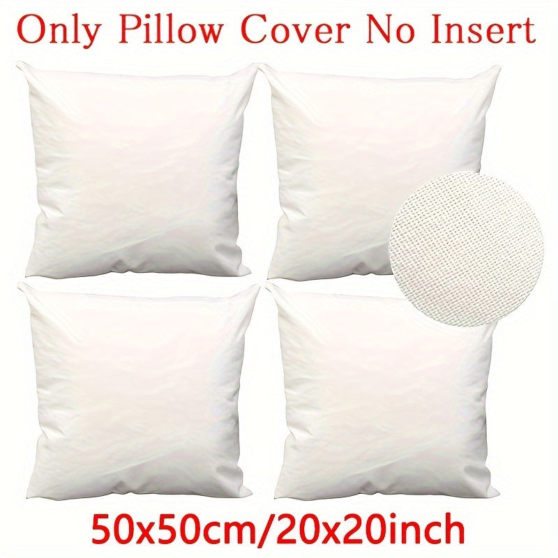 Pack of 4 machine-washable white pillow covers in solid polyester, zippered for easy use. Suitable for various room styles. Decorative sofa cushion covers, no insert included.