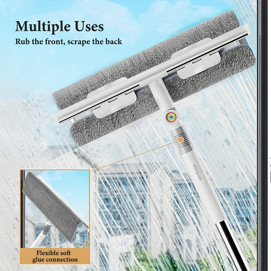 Multifunctional Window Squeegee with Swiveling Head - Made of Stainless Steel & Plastic, Great for Glass, Floors, Walls, Furniture & Outdoor Surfaces - Does Not Require Electricity