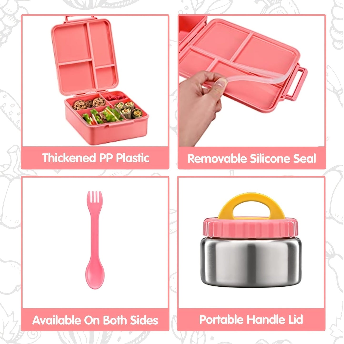 Get your kids the perfect Bento lunch box, complete with 8oz soup container, leakproof compartments, and a 4-compartment design. This set also includes a food jar and lunch bag, all BPA free. The ideal Christmas or Halloween gift!