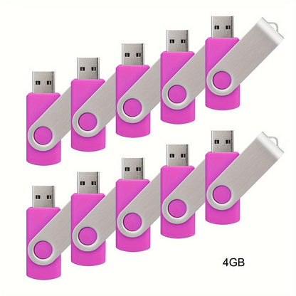 10 piece bulk pack of USB 2.0 Flash Drives in various storage capacities and colors with LED indicator for computers and laptops.