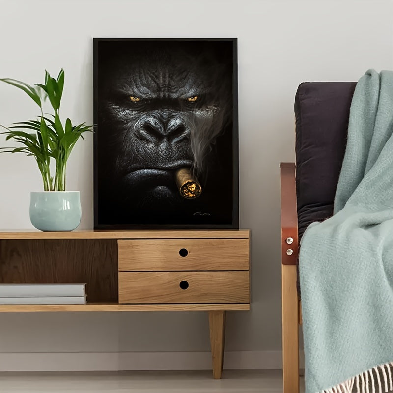 1pc Frameless Gorilla Smoking Canvas Wall Painting for Home Decor, No Frame