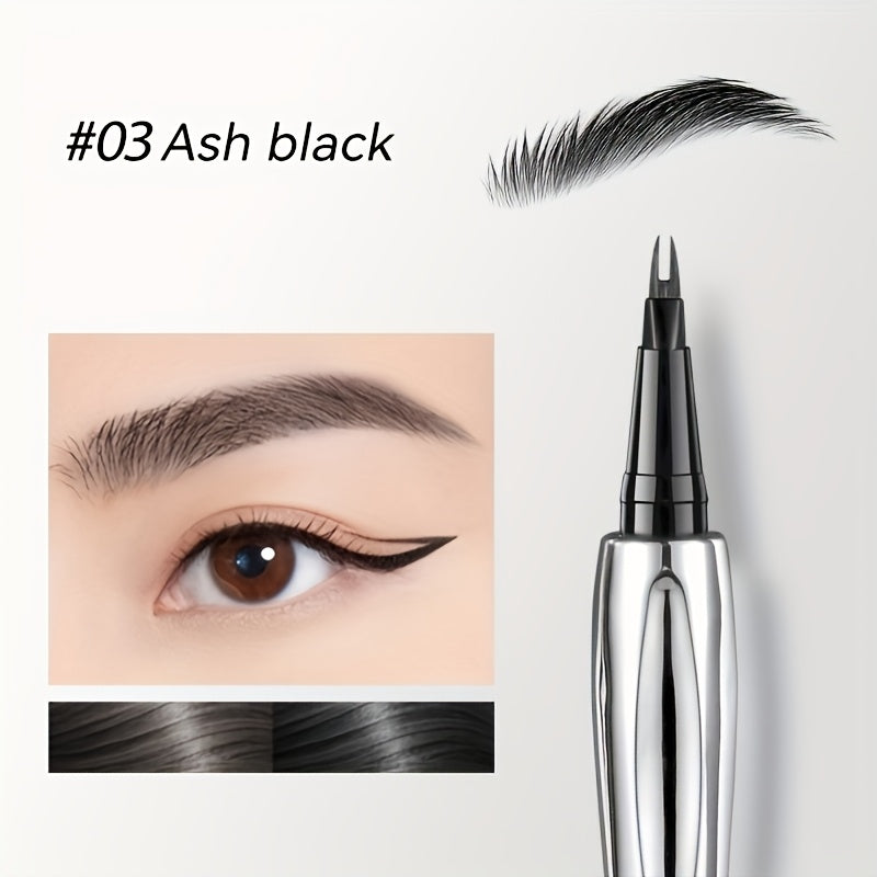 Dual-ended eyebrow pencil for all skin types, shapes quickly with natural, waterproof, and sweatproof finish.