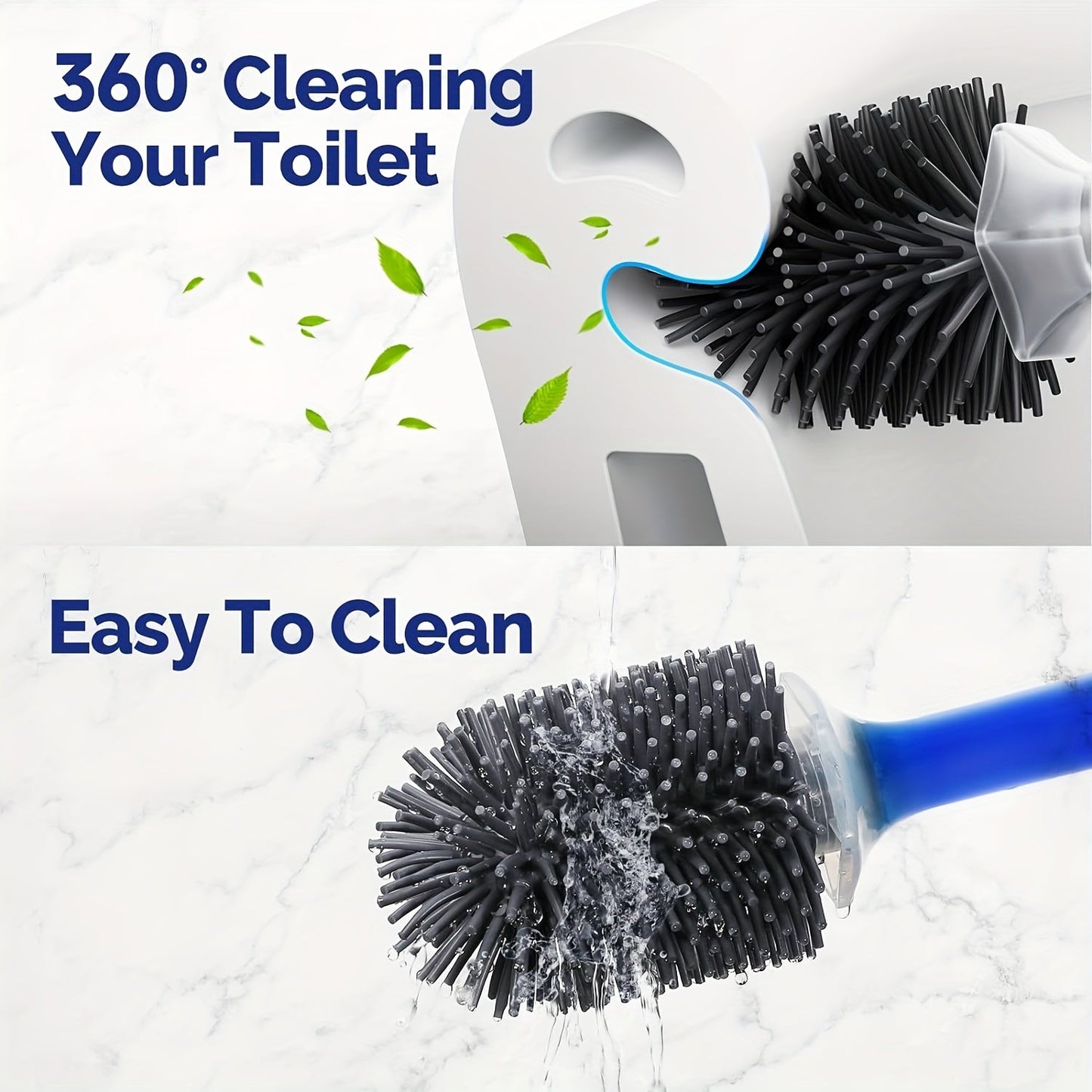 Introducing the innovative Silicone Toilet Brush Set with Water-Holding Base and Diatom Mud Mat. This set includes a Drawer Toilet Brush with a refillable handle dispenser, making it the perfect addition to your bathroom accessories. And to top it off