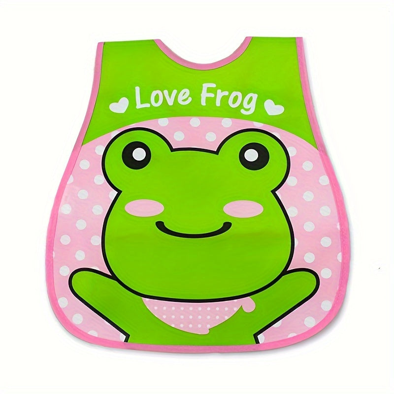 Waterproof bib for boys and girls with snap closure, dirt-resistant pockets, cute strawberry and car prints, made of comfortable EVA material. Suitable for universal feeding, featuring