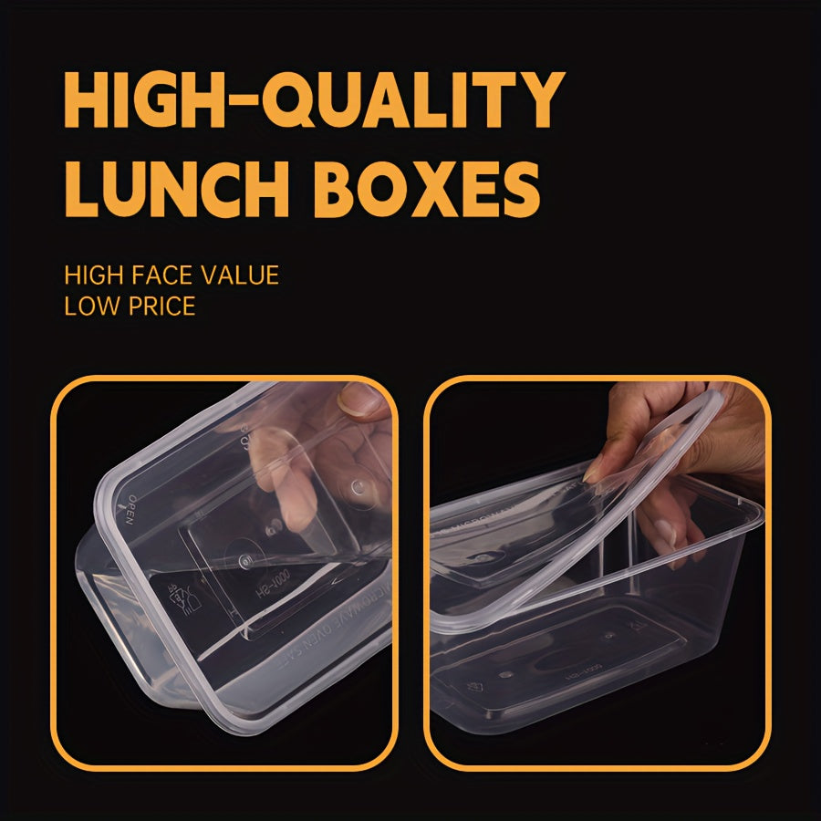 50 BPA-Free Plastic Food Storage Containers with Leakproof Lids - 13/20/26oz, Stackable and Microwave Safe, Perfect for Meal Prep and Takeout. These Durable Rectangular Bento Boxes are Ideal for Kitchen Organization, Making them the Best Christmas and