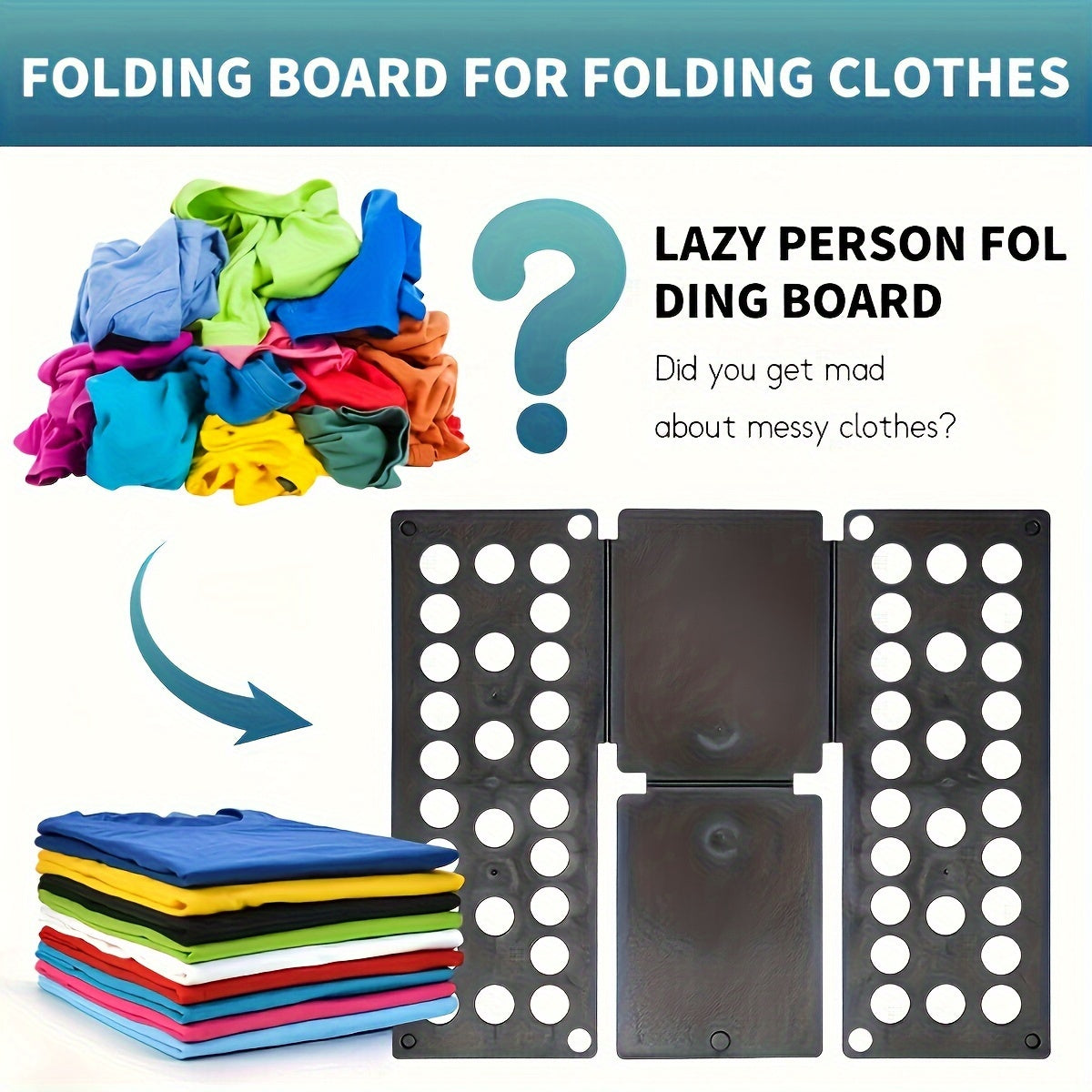 Long-Lasting Plastic T-Shirt Folding Board - Efficient Clothes Storage Solution, 48.01x39.88 cm, Black