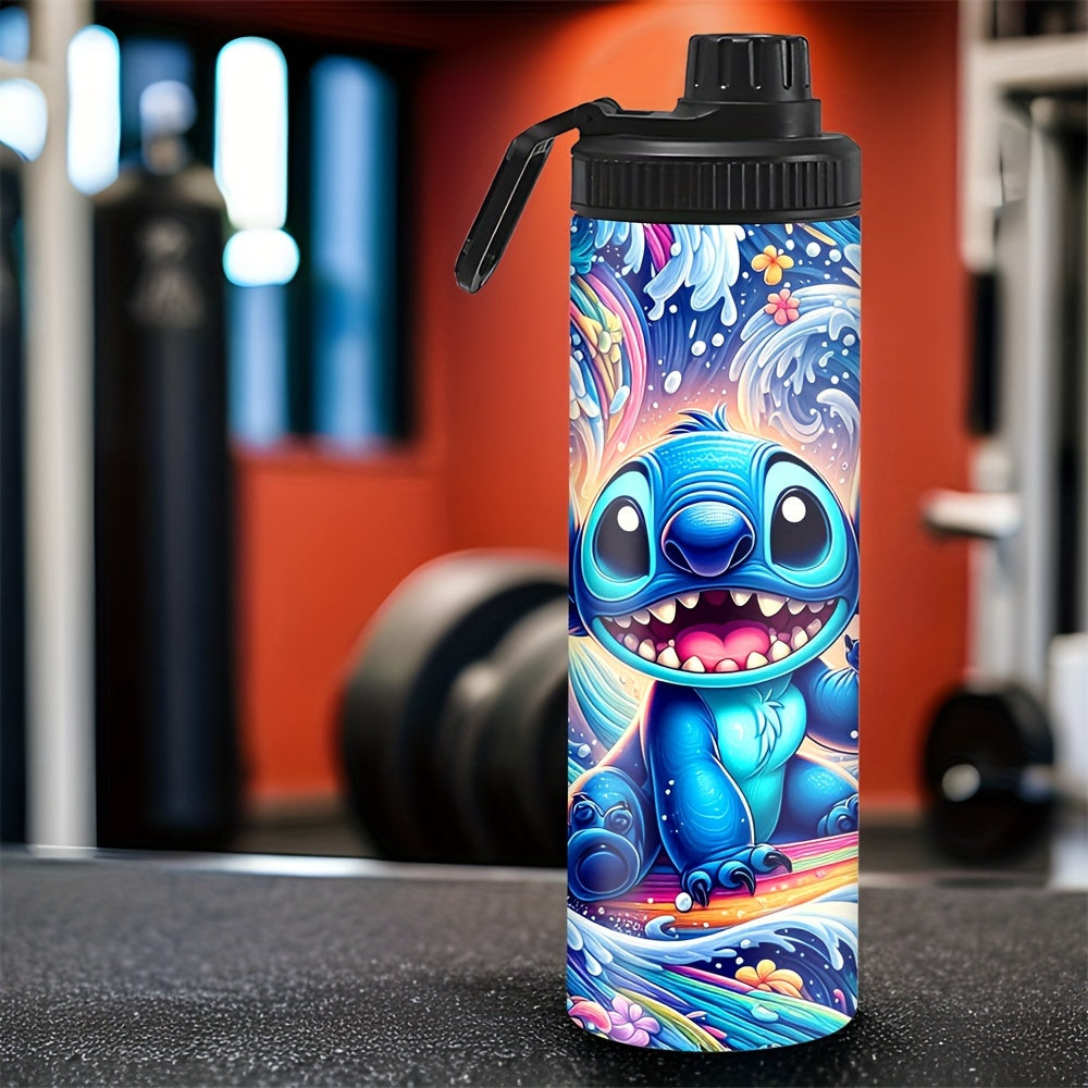 Blue cartoon character stainless steel tumbler for cold/hot beverages, perfect Christmas or birthday gift, hand wash, BPA-free.