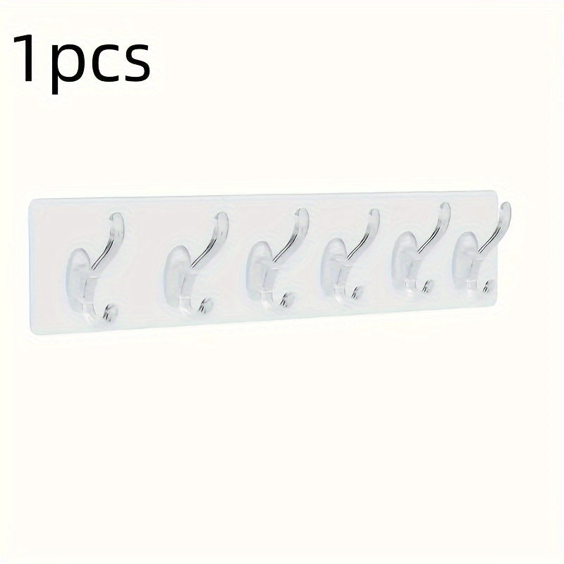 6-link hooks, sticky hooks, transparent seamless hooks with oil and water-resistant acrylic glue for various utility purposes.