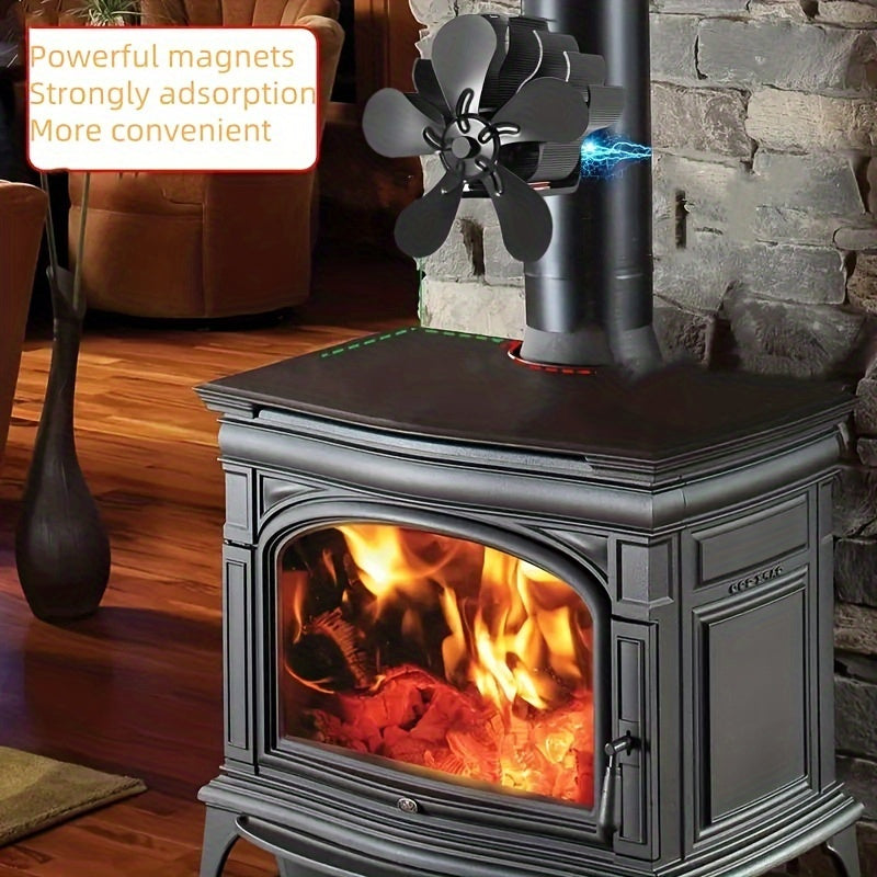 Wood stove fan with 5 blades, powered by heat and silent operation - improves efficiency of firewood and gas heating. Ideal for holiday gifts such as Thanksgiving, Halloween, and Christmas, as well as a great addition to wood stove accessories.