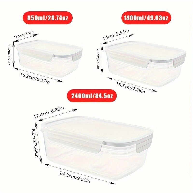 Stackable and leak-proof food storage containers — 10 pieces of 850mL/1400mL refrigerator fresh-keeping boxes. Ideal for kitchen, refrigerator, and outdoor food storage. These sealed, microwaveable fresh-keeping boxes are a convenient solution for