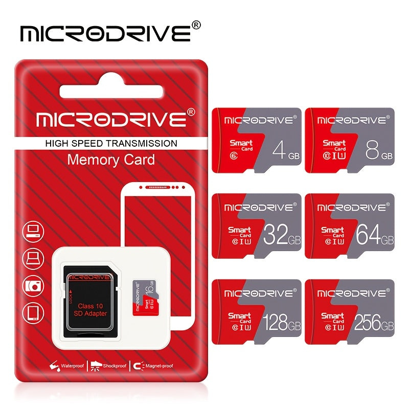 High Speed Class 10 Micro SD Memory Card with SD Adapter - Available in sizes up to 256GB and U3 Rating for expanding storage in smartphones, cameras, DVR, and monitors.