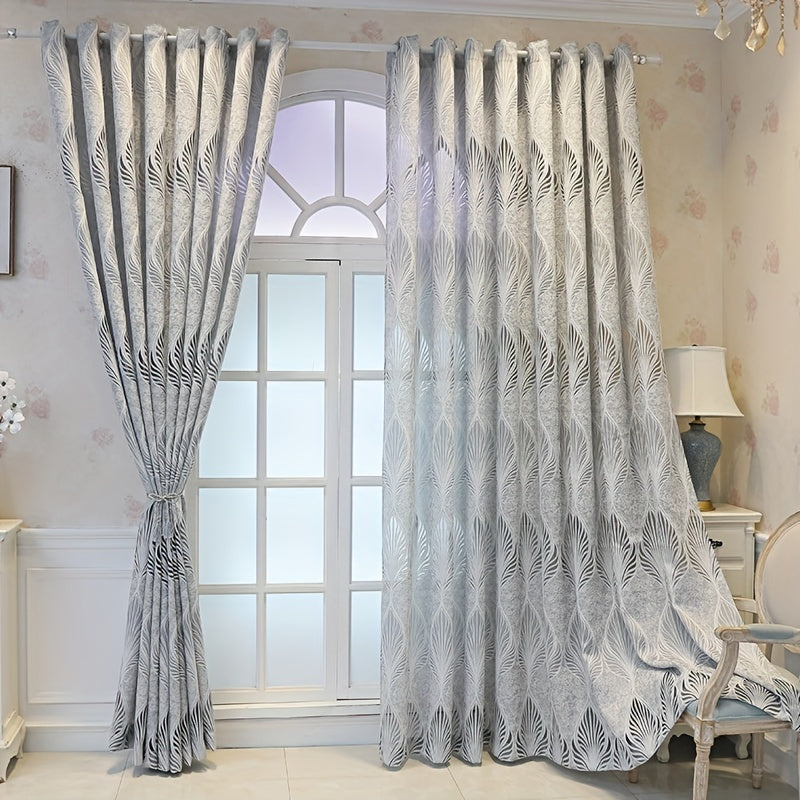 Add a touch of elegance to your living room, bedroom, or balcony with this beautiful jacquard window sheer curtain featuring a hollow leaf design. Enhance the style and privacy of your home decor with this sophisticated piece.