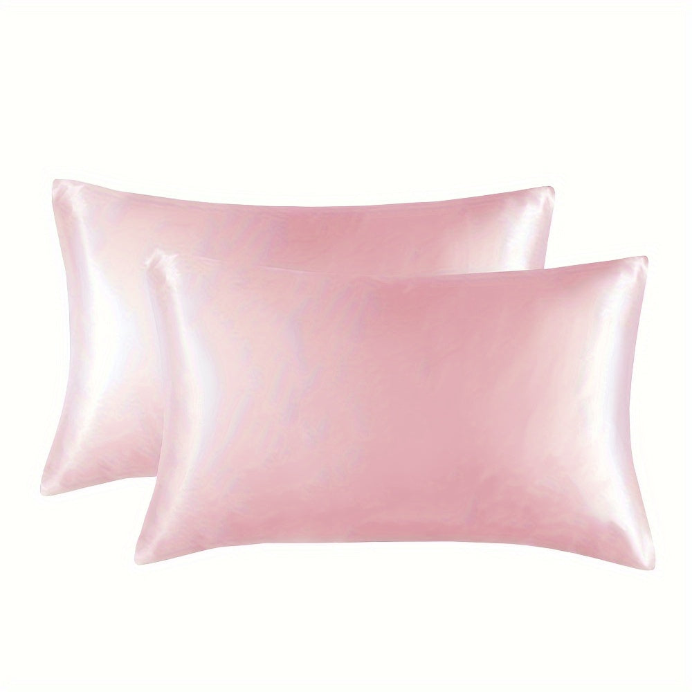 Two satin solid color fitted sheets (without pillow core) and an envelope pillowcase made of soft, breathable, and skin-friendly fabric.