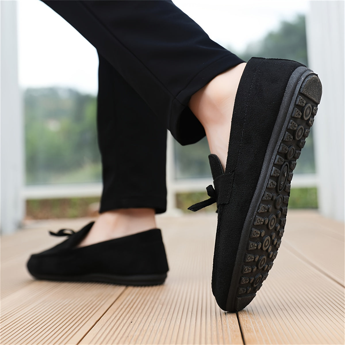 Men's slip on loafers with solid color, non-slip rubber sole. Suitable for banquet, office, and weddings.