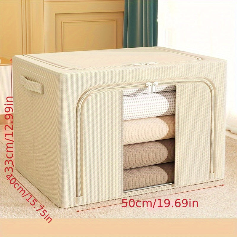 Large Clothes Storage Box with Handle and Window, Quilts and Blankets Organizer, Space-Saving Storage Basket for Closet, Bedroom, Home, Dorm, Dorm Room Accessories