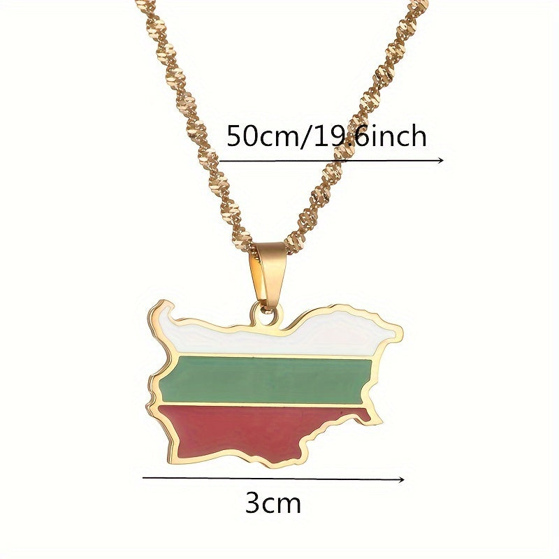 Unisex Bulgaria Flag Stainless Steel Pendant Necklace, featuring Ethnic Simple Style, suitable for Women and Men. Versatile Fashion Jewelry perfect for Daily or Party Wear, all-year round Accessory.