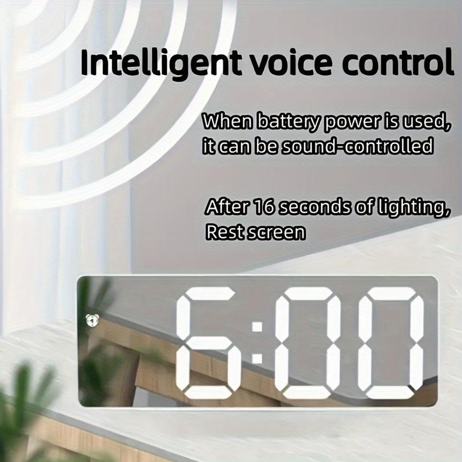 Светодиодные зеркальные будильники с USB и батарейным питанием, бесшумные квадратные настольные часы с отображением даты для домашнего и офисного декора.