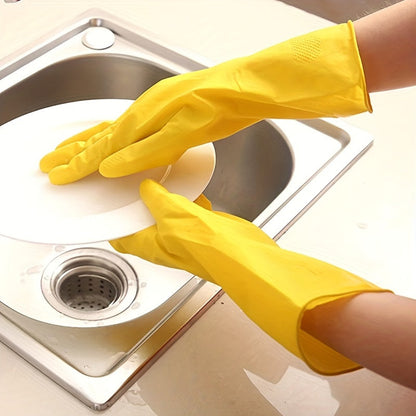 6 Pairs of Sturdy, Reusable Rubber Gloves - with Long Sleeves, Designed for Kitchen Cleaning, Work, and Painting