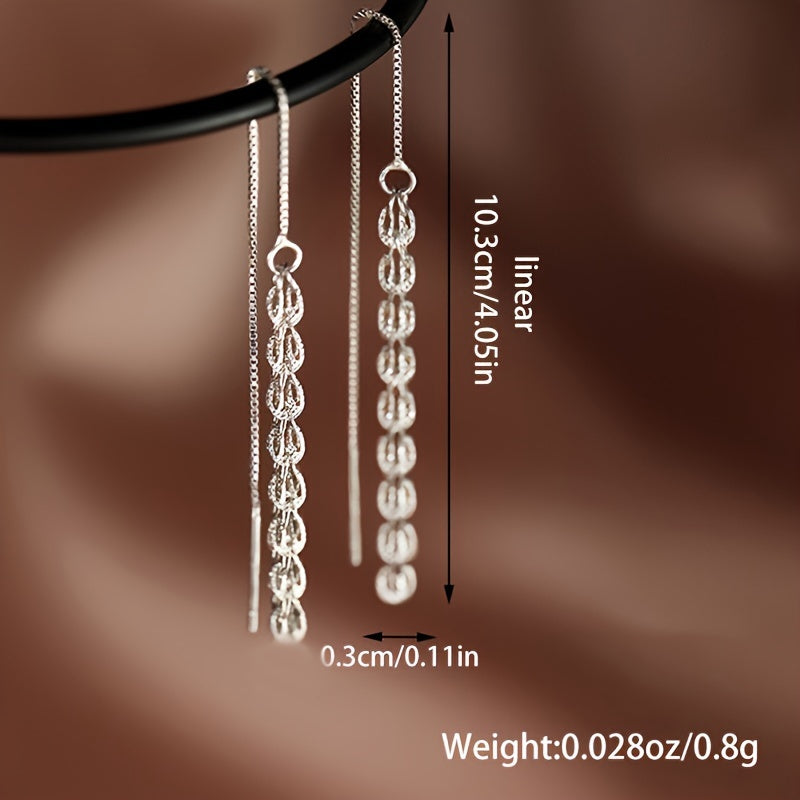 These elegant earrings are perfect for women, with a total weight of approximately 0.8g and made of high-quality 925 sterling silver. They feature long chain tassel Phoenix tail pendants, ideal for daily outings, activities, gatherings, and everyday wear.