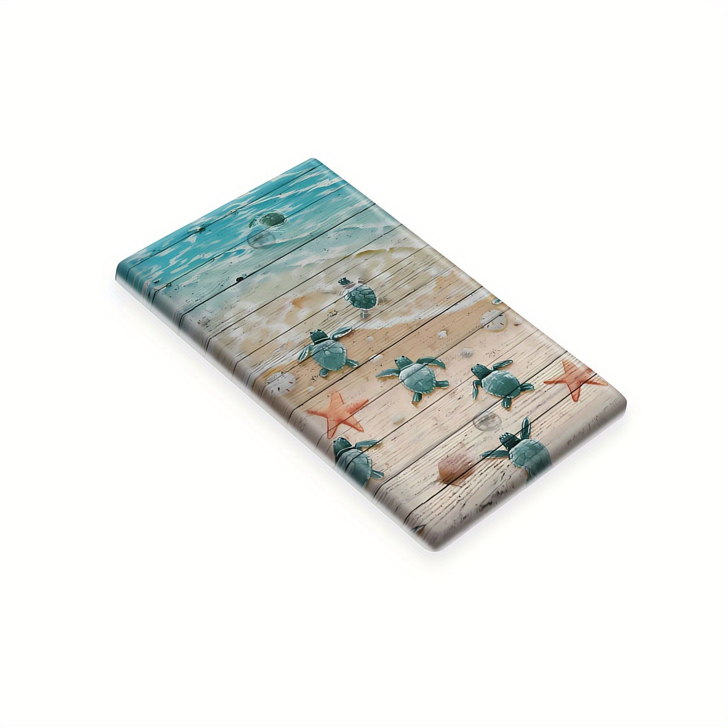 Ocean-inspired wooden panel light switch cover to easily decorate walls. Fits standard wall boxes with screw-in mount, no wires or batteries needed. 1 piece included.