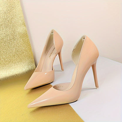 Elegant stiletto high heels with pointed toe.