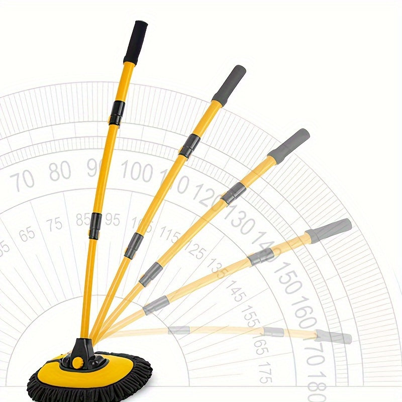 Длинная ручка для мойки автомобилей с регулируемой телескопической ручкой и микрофибровыми щетинками, предназначенная для чистки без царапин и легкого доступа.