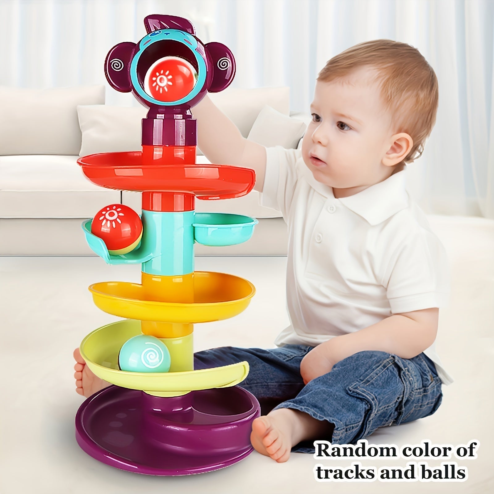 Entertaining Educational Tower of Fun: Rolling Ball Toy, Rotating Stacking Game – Perfect Gift for Holidays and Birthdays!