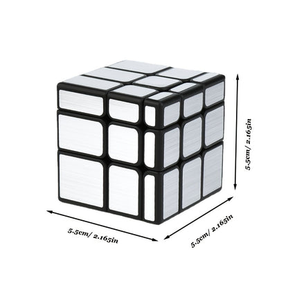 3x3 Mirror Cube with silvery and golden color options, suitable for competitions and daily fun, easy to learn, smooth, durable, and lightweight.