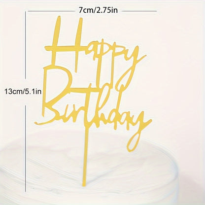 10 Happy Birthday Acrylic Cake Toppers - Great for Party Decor, No Batteries Needed, LATTBY