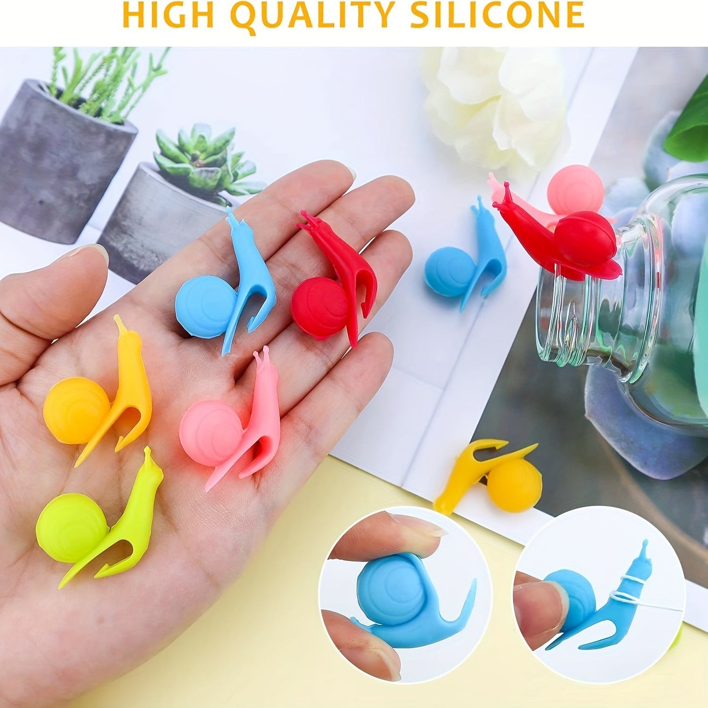 Tea Clips in the Shape of a Cute Snail, Made of Silicone, Random Color, Designed to Hang on the Side of a Mug to Hold Tea Bags