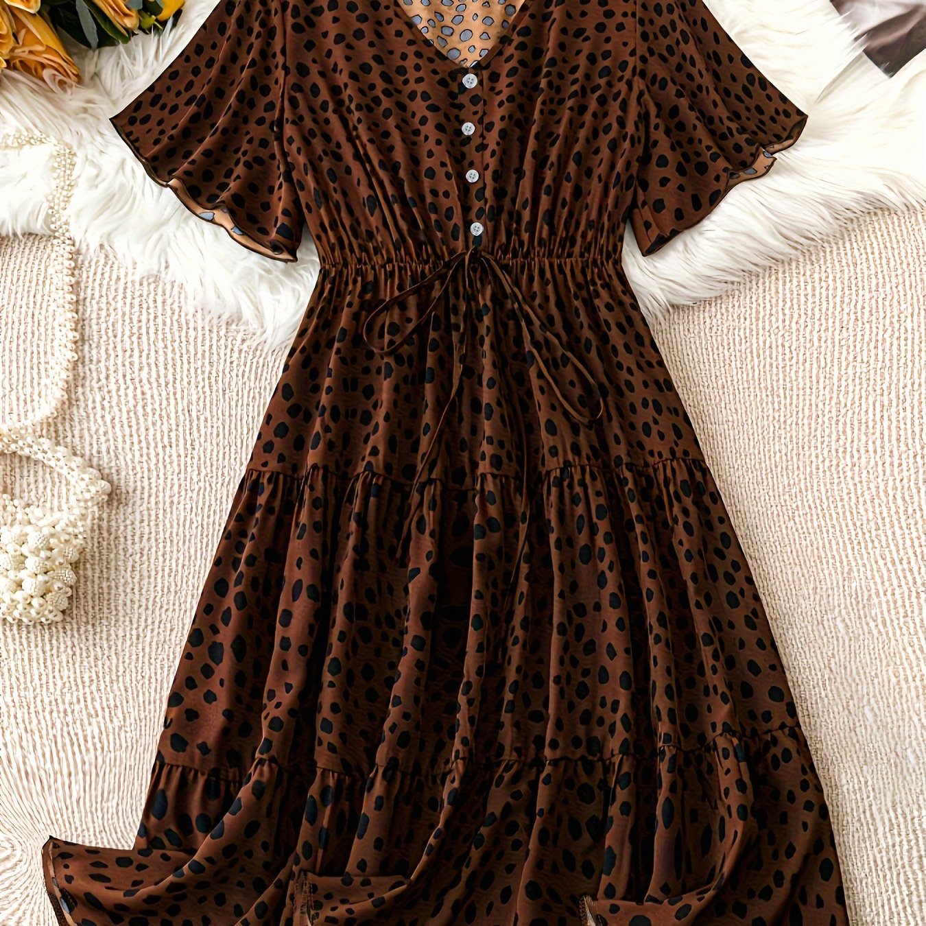 Polka Dot Print Butterfly Sleeve Dress for Plus Size Women