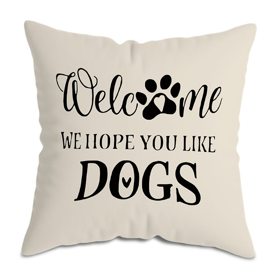 This MEMNUN Dog Lover's Delight Throw Pillow Cover is the perfect addition to any pet lover's home decor. Featuring a combination of humorous paw print designs and heartfelt quotes, this soft polyester cover measures 44.96 x 44.96 cm and includes a