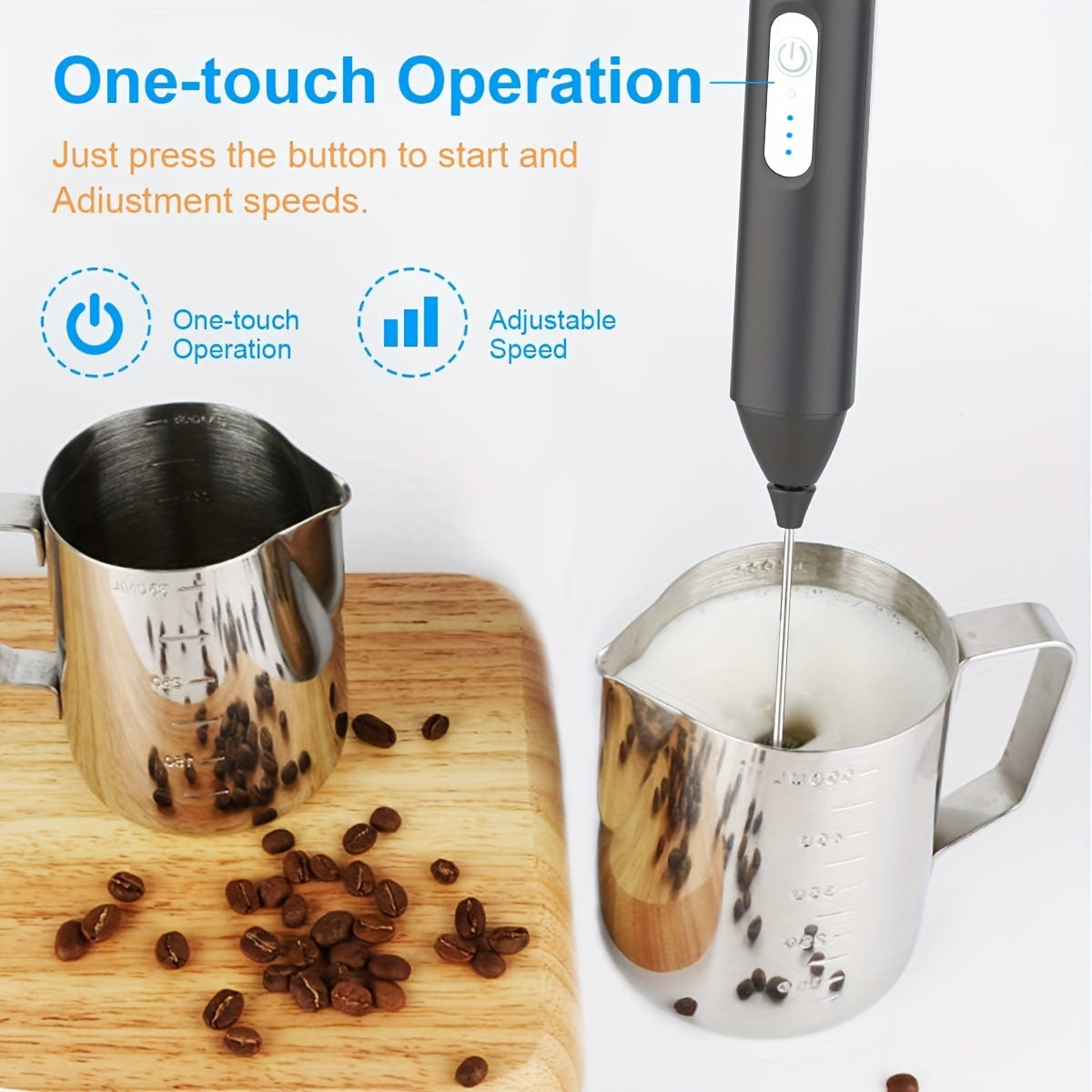 Rechargeable Milk Frother: Handheld Electric Foam Maker - 1 Piece