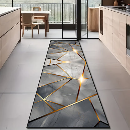 Unique marble pattern design carpet suitable for living room, bedroom, hallway, laundry room, balcony, and family hallway. Non-slip and durable, machine washable for easy maintenance. Chic art design for a stylish touch to any space.