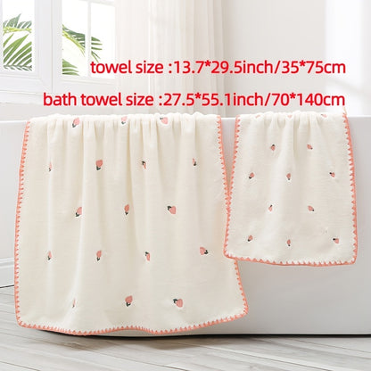 Thick Peach Lemon Towel Set for absorbing water and avoiding hair shedding.