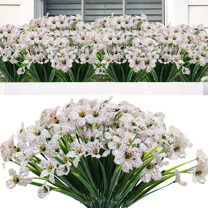 6 Bunches of UV Resistant Artificial Flowers for Outdoor and Home Decoration