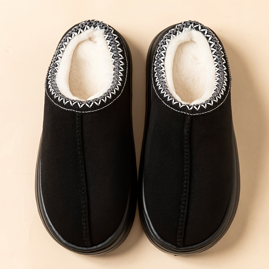 Warm and slip-resistant indoor and outdoor women's slippers with thick soles