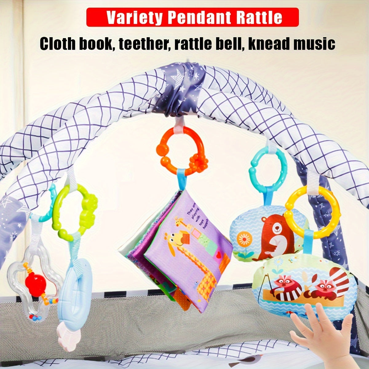 1pc Baby Playpen Gym with Hanging Toys - Versatile play yard for infant development and exercise - Ideal holiday gift.