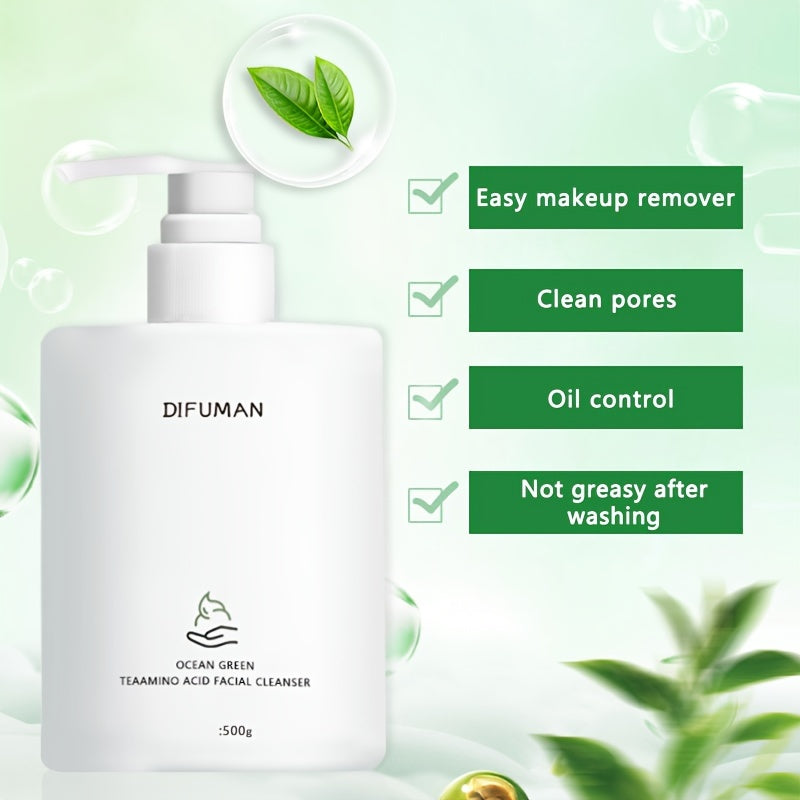 DIFUMAN Hyaluronic Acid Facial Cleanser Foam, 500g - Moisturizing, Deep Cleansing Face Wash with Centella Asiatica & Tea Tree, Formaldehyde Free, Suitable for All Skin Types, Unisex-Adult