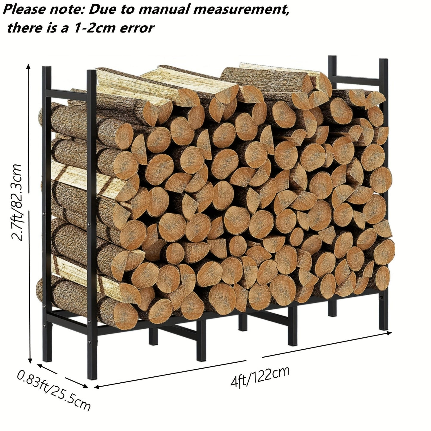 Регулируемый металлический держатель для хранения дров для использования в помещении и на открытом воздухе, прочный держатель для дров для камина, органайзер для дров, вмещает поленья длиной до 243,84 см - 1 упаковка