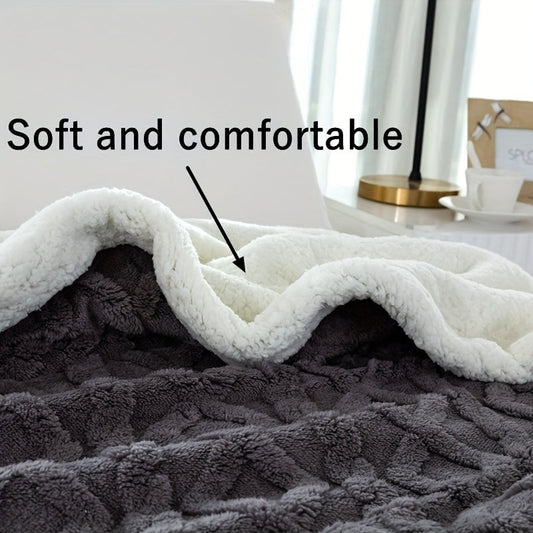 One-piece Sherpa Bed Blanket in Solid Color, Thickened for Maximum Warmth, Perfect for Air Conditioning, Travel, Lunchtime, or as a Multi-functional Blanket. Keep Warm and Cozy with this Soft Blanket for Couch, Bed, Sofa, Bedroom, or Dorm Room.