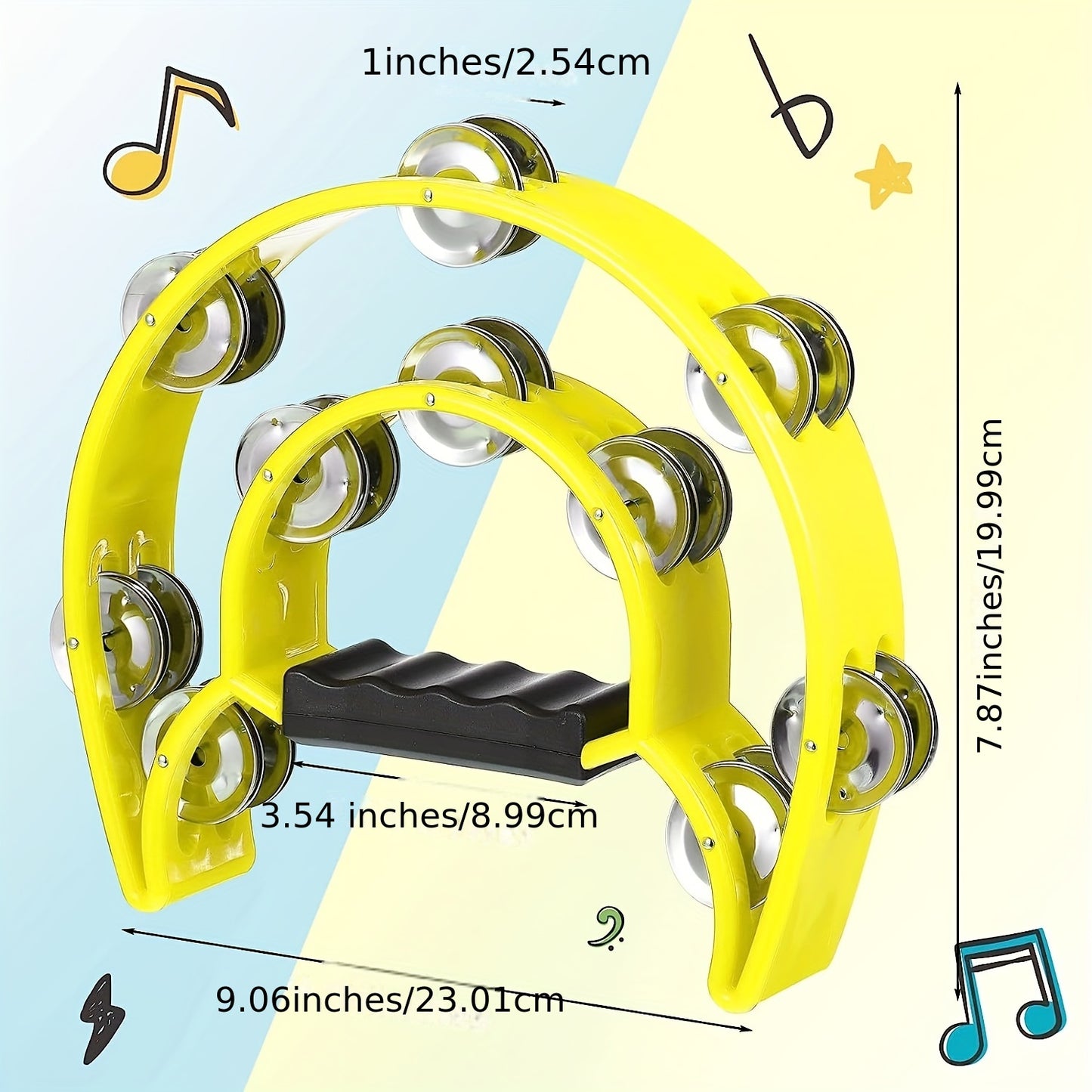 Eavnbaek Double Row Hand Bell Tambourine - Colorful metal jingle drum with comfortable grip and durable ABS body. Ideal for all ages, parties, bands, KTV, and drum accessories.